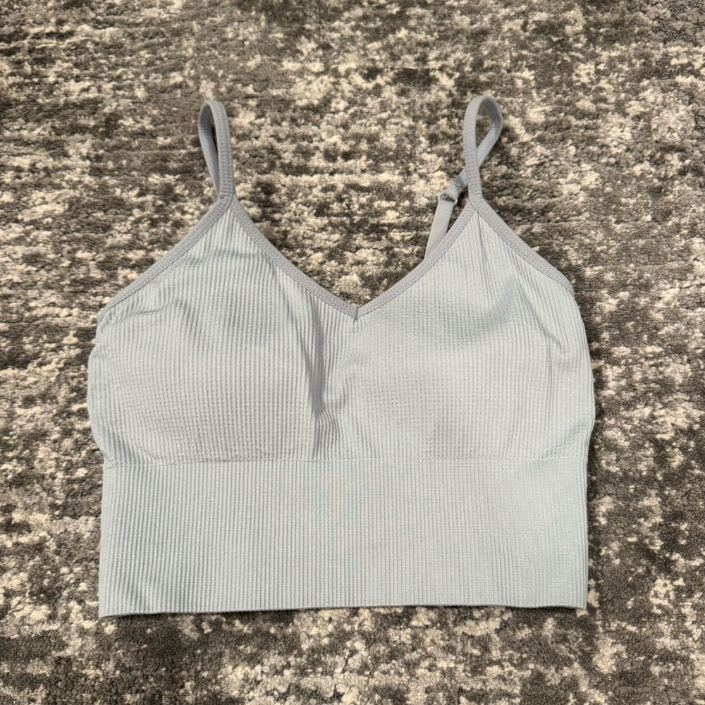 light blue workout bra top